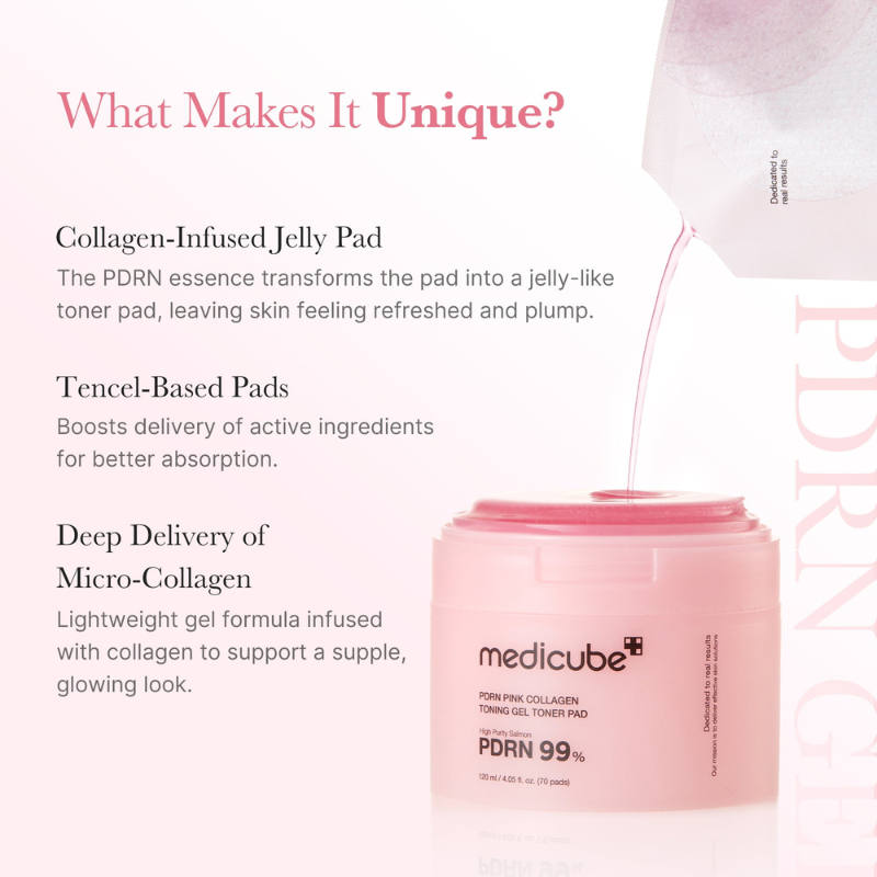 medicube PDRN Pink Collagen Toning Gel Toner Pad 120ml / 70pads - PopVine Mask