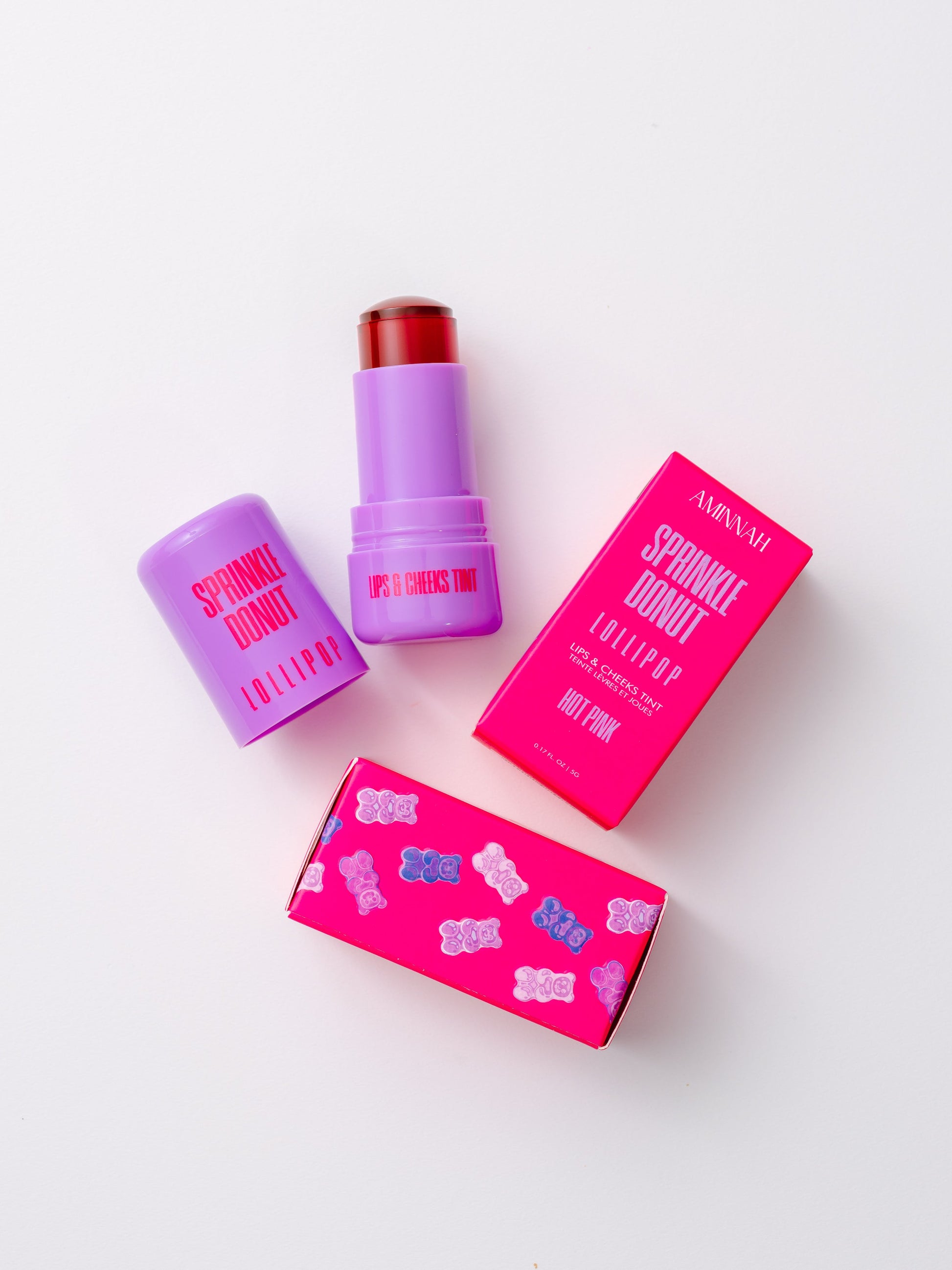 Sprinkle Donut LOLLIPOP - Lips & Cheeks Tint - Hot Pink - PopVine MAKE UP
