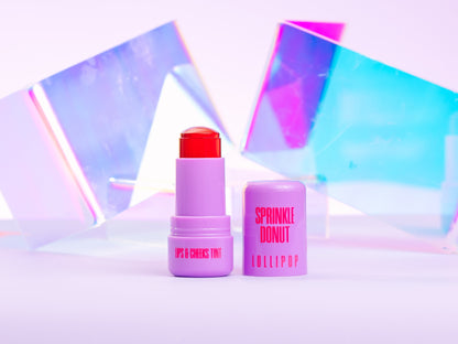 Sprinkle Donut LOLLIPOP - Lips & Cheeks Tint - Hot Pink - PopVine MAKE UP