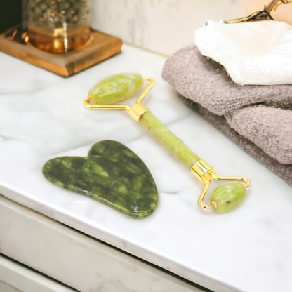 Natural jade scroll and Gua-Sha