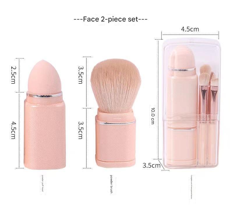 NNEDSZ Pink 8-in-1 Retractable Mini Makeup Brush Set with Protective Cover - Compact Design for Travel and On-the-Go Touchups