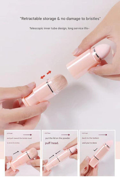 NNEDSZ Pink 8-in-1 Retractable Mini Makeup Brush Set with Protective Cover - Compact Design for Travel and On-the-Go Touchups