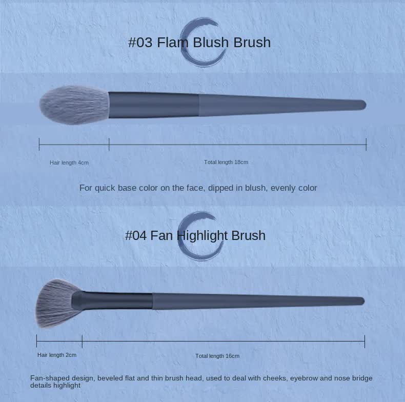 NNEDSZ Dark Blue 12-Piece Professional Makeup Brush Set with Cosmetic Bag - Premium Synthetic Fiber, Wooden Handle, Aluminum Tube