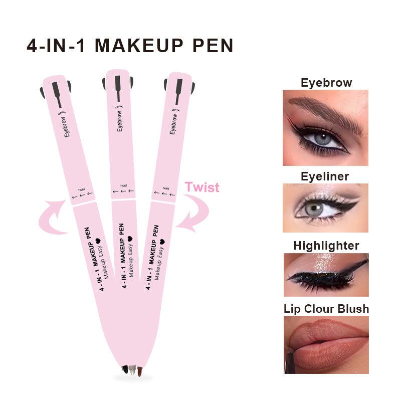 NNEDSZ 4-in-1 Multi-Functional Makeup Pen Set - Lip Liner, Highlighter, Eyeliner, Eyebrow Pencil (3 Shades, 3-Pack)