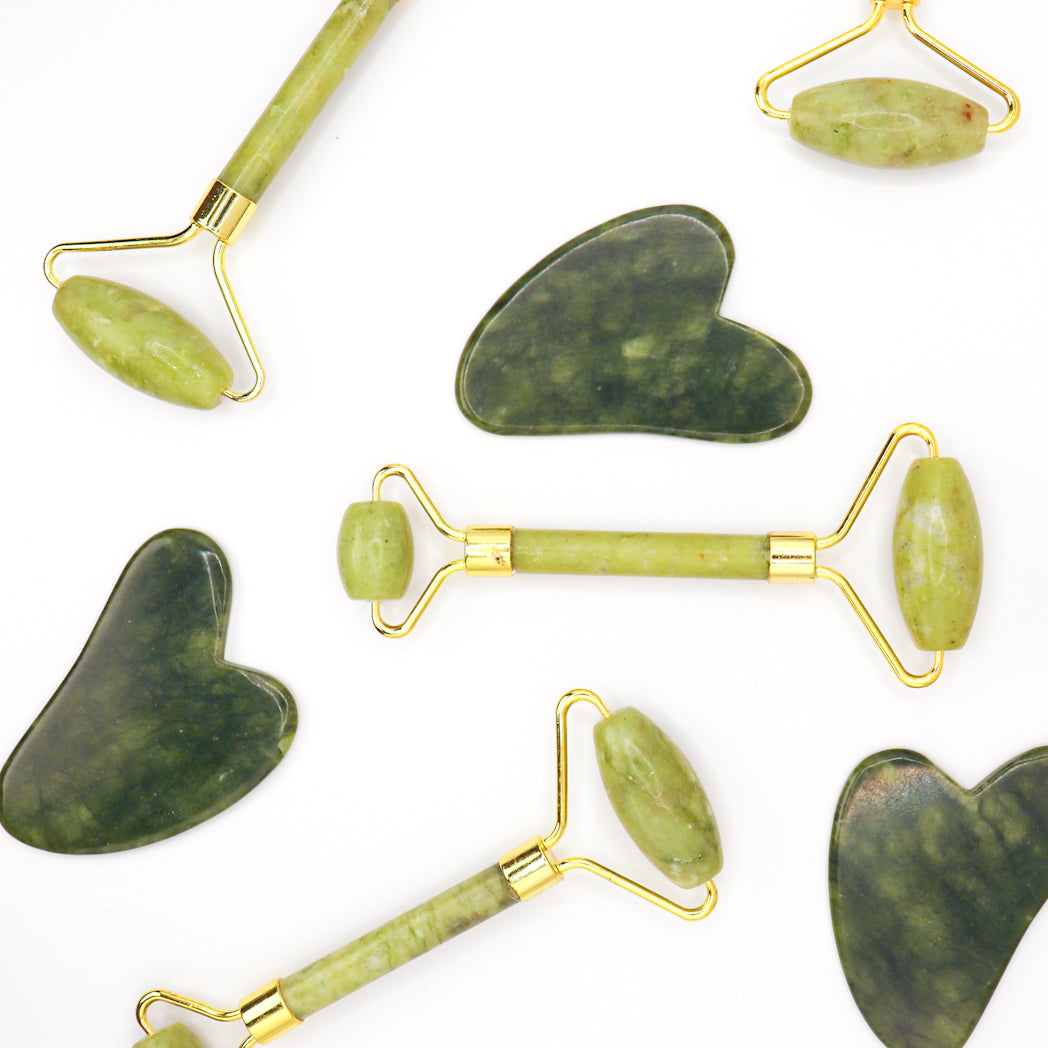 Natural jade scroll and Gua-Sha