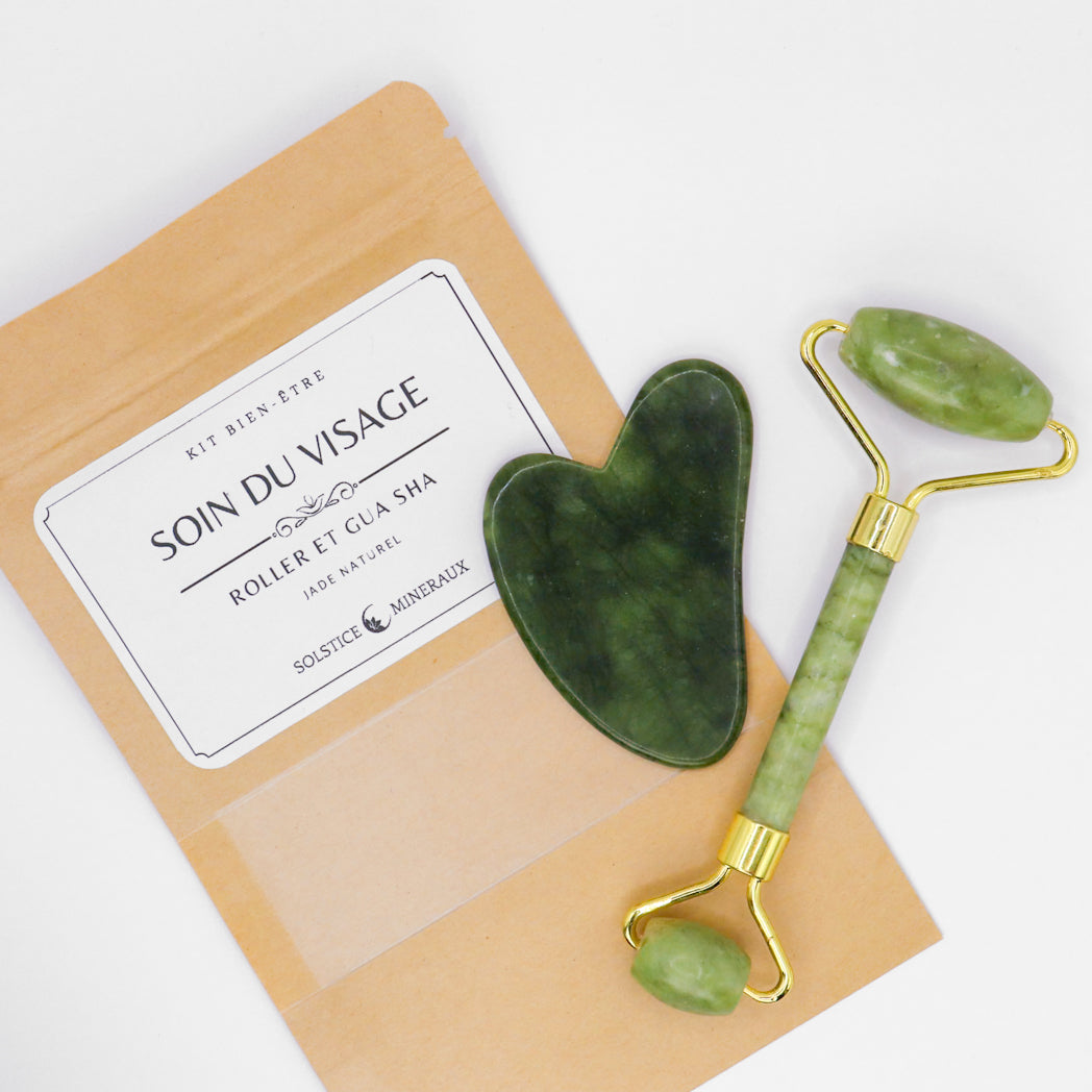 Natural jade scroll and Gua-Sha